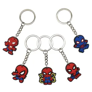 Wholesale PVC Rubber Keychain Spiderman Key Pendant Marvel DC Car Key Creative Anime PVC Keychain