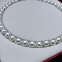Collier en argent sterling avec perles Edison blanches de 9-10 mm, cercle parfait, chaîne mère