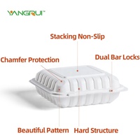 8 "X 8" 1 Compartiment Restaurant Effectuer Clamshell to Go Box MFPP Récipient alimentaire à charnière rempli de minéraux biodégradables à emporter