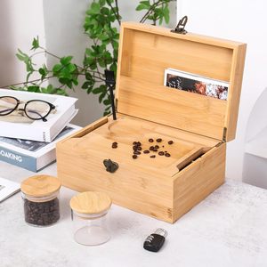 Hot Sale Herb Storage Container Tobacco Smoking <b>Large</b> Bamboo <b>Box</b> Pink Blue Black Locked Stash <b>Box</b> with Combination Lock - Product Image 2