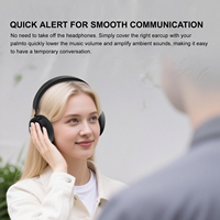 Casque sans fil supra-auriculaire personnalisé avec logo, V5.4, réduction de bruit, audio spatial, faible latence, basses profondes, pliable, pour voyage et aviation