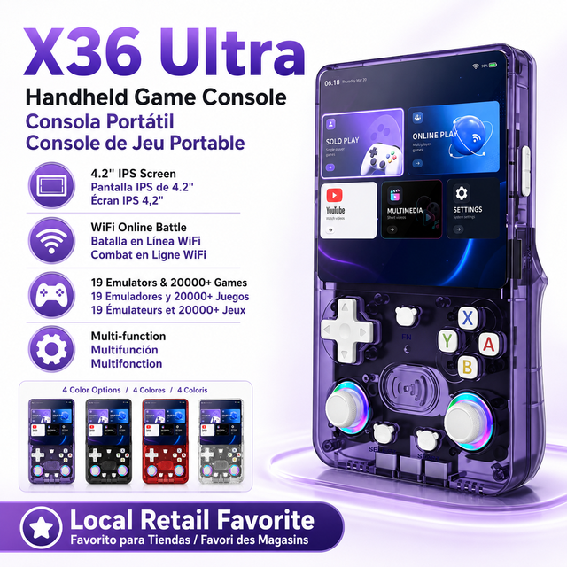 X36 Ultra 4.2'' Retro Gaming Console 19 Emulators Android 10 Long Battery Multi-function Portable Video Game Player for Travel