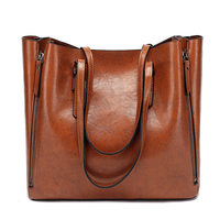 Bolso Tote de Cuero PU Encerado Vintage para Mujer, Bolso de Hombro de Gran Capacidad con Bolsillos Laterales con Cremallera, Patrón Personalizado, para Viajes, Oficina y Aire Libre