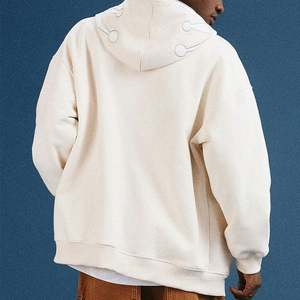 Sudadera con capucha de algodón 100% French Terry para hombre, con cremallera completa, de invierno, gruesa, bordada, transpirable, impermeable, con patrón de letras personalizado - Product Image 3