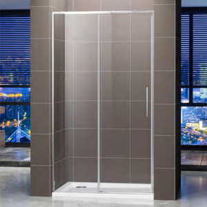 Penutup Pancuran geser aluminium Aloi Krom dengan nampan persegi panjang dan bingkai pintu Pancuran kaca Tempered - Product Image 1