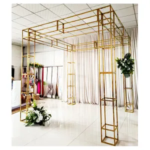 Fabriek Prijs Levert Decoratieve Bloemen Rvs Frame Bloem Achtergrond Stand Bruiloft Boog