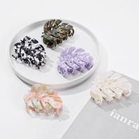 Nouvelle pince à cheveux en acétate de haute qualité, style feuille, élégante, polyvalente, tendance, fraîche, mignonne, motif requin, effet délavé, simple