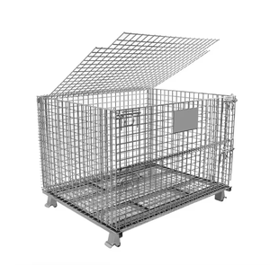 Heavy Duty Steel Collapsible Wire Mesh <strong>Pallet</strong> Merchandise <strong>Warehouse</strong> Wire Cage Metal Box Storage <strong>Container</strong> for Logistics Industry - Product Image 5