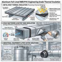 Panneau d'isolation thermique en mousse NBR auto-adhésif avec revêtement en feuille d'aluminium de qualité ingénierie Classe 0 pour conduits modernes