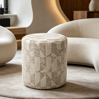 Nouveau pouf cylindrique abstrait en tissu, repose-pieds rond rembourré, tabouret d'appoint multifonctionnel pour salon et chambre à coucher