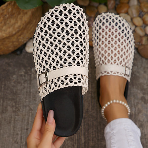 Zapatillas Mary <span class=keywords><strong>Jane</strong></span> de tacón alto estilo francés con malla transpirable para mujer - Chanclas vintage de talla grande - Zapatos de mujer en stock - Product Image 2
