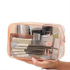 Pochette de toilette transparente en PVC personnalisée, organiseur de cosmétiques imperméable, trousse de toilette de voyage, sac de rangement pour maquillage - Product Image 1