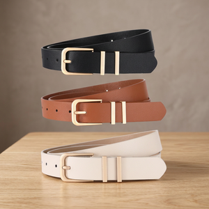 Ceinture décontractée pour homme en cuir de vachette véritable, boucle en alliage carrée réglable avec motif tête de mort, 3,5 cm, haute qualité, 2026 - Product Image 3