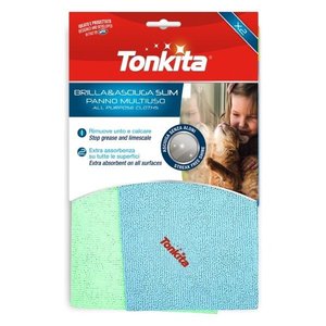 Juego de paños de microfibra 2 piezas (29x29cm) Brilla&Asciuga slim Verde y Azul TK28662 - Product Image 1