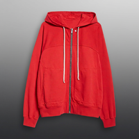Sweat-shirt à capuche noir zippé en coton French Terry, veste décontractée unisexe pour l'automne