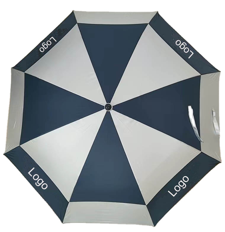 Custom Golf Umbrella Double-layer Wear-resistant Rain-proof Sunscreen Fiberglass Material Spring and Summer Automatic Manual