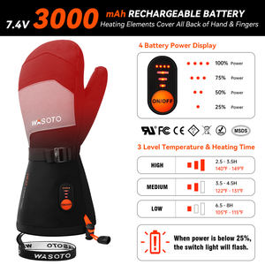 <span class=keywords><strong>Gants</strong></span> de ski rechargeables pour hommes et femmes avec chauffage des doigts pour l'hiver, mitaines chauffantes pour les sports de ski en plein air - Product Image 3