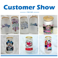 USA Warehouse RTS 16oz verre dépoli peut Sublimation blanc Soda Mason Jar 500ml Matte Beer Glass Cup avec couvercle en bambou et paille