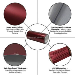 Vinilo Cromado Mate Rojo Romaee, Cambia de Color, Antiarañazos, Ecológico, Protección UV del 95%, Rollo de 8MIL para Envoltura de Carrocería - Product Image 4