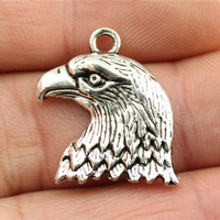 Breloque Tête d'Aigle Plumeuse 21x19mm en Alliage de Zinc Bronze Antique pour Tirettes de Fermeture Éclair de Gilet de Motard