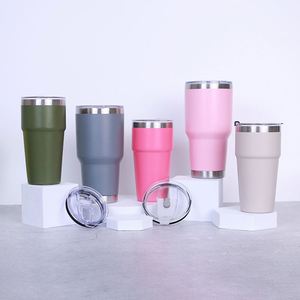 Custom logo Printing 30 oz Powder Coated Insulated Vacuum Thermal 30oz Tumbler Stainless Steel Travel Mugs with Straws - Product Image 1