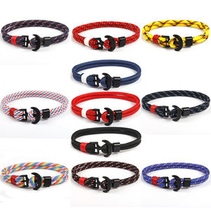 Bracelets unisexes en corde nautique Milan tressée à la main en alliage <span class=keywords><strong>noir</strong></span>, bracelets de <span class=keywords><strong>marin</strong></span> en nylon durable, bracelets pour hommes, anniversaire - Product Image 4