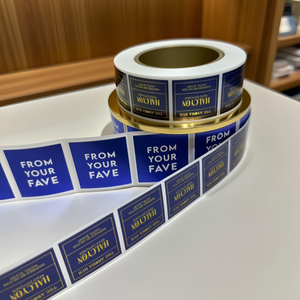 Impression d'étiquettes personnalisées en feuille d'or imperméable permanente sur PET, autocollants personnalisés pour produits commerciaux, logo d'entreprise pour l'artisanat - Product Image 1