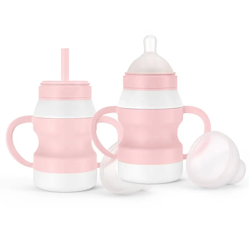 Welfine Wholesale Straw Cup Baby Kids Training Drinking Toddler Cup Silicone Baby Cups with lids