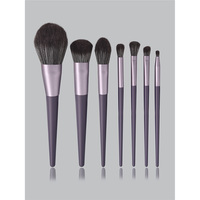 WELLFLYER Pinceau de maquillage professionnel MABR-224 de marque privée en gros, ensemble de 7 pinceaux violet avec poudre mélangeant les contours