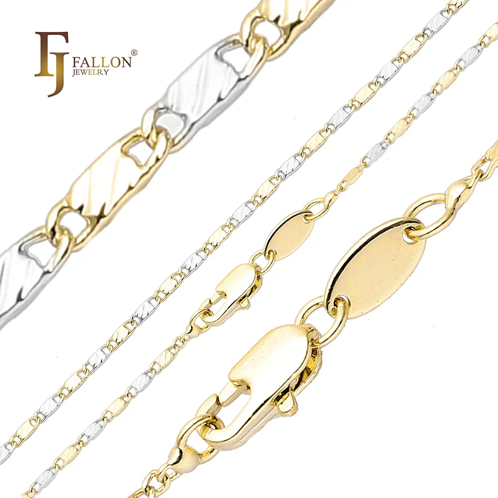 Z54100315 FJ Fallon Fashion perhiasan Solid snail link trail rantai dipalu berlapis emas 14K berbasis Kuningan dua warna