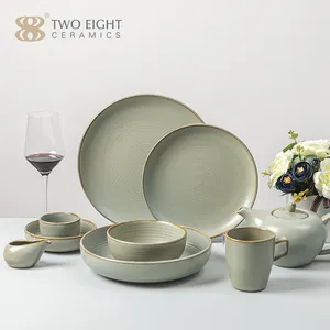 Ensemble de table de dîner en porcelaine céramique de luxe assiettes en céramique commerciales en gros ensembles de vaisselle exquis pour les hôtels