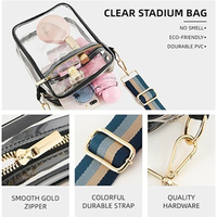 Gran oferta 2024, bolso de hombro con eslinga transparente reutilizable, bolso con cremallera transparente de PVC personalizado aprobado por estadio, venta al por mayor