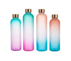 Nueva Botella de Agua Tritan de 1 Litro SIN BPA 2025 con Tapas Doradas, Botella de Agua con Acabado Arenado Degradado - Product Image 5