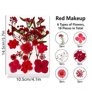 ชุดดอกไม้และใบไม้แห้งสีแดงธรรมชาติสำหรับงาน DIY เรซิ่น ทำเครื่องประดับ ตกแต่งบ้าน งานแต่งงาน - Product Image 1