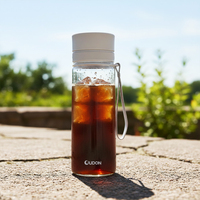 Bouteille en plastique réutilisable sans BPA de 400 ml avec couvercle à vis, poignée, pour boire directement, facile à transporter, couleur personnalisée, logo personnalisé applicable