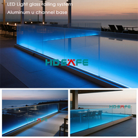 Rampe en verre HDSAFE Seaside Villa avec éclairage LED, montée sur le pont, en aluminium, profil en U, pour escalier, balcon, balustrade extérieure