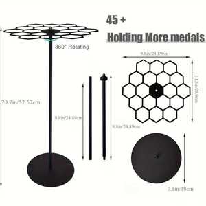 Wansheng Rotatable <b>Medal</b> <b>Hanger</b> Metal Desktop Display Rack For Storage Living Room 360 Degree Rotation - Product Image 2