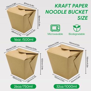 Boîte à nouilles en papier kraft jetable durable avec couvercles, récipient à emporter anti-fuite, emballage pour services <span class=keywords><strong>de</strong></span> restauration - Product Image 3