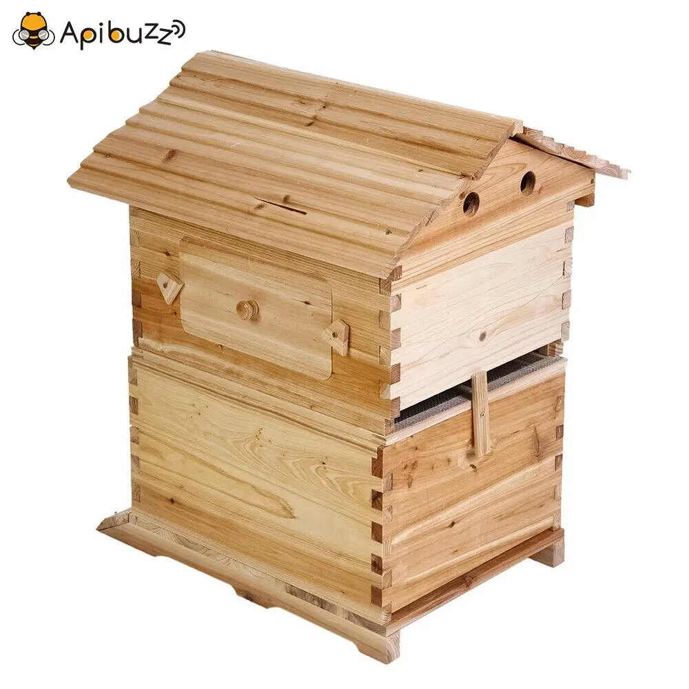 【US】Chinese fir Beekeeping Super Brood Box House Unique Bee Hive Wood House 