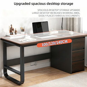 Bureau de travail en bois moderne et robuste avec support pour ordinateur et 3 tiroirs - Durable et écologique pour l'étude et l'utilisation à domicile - Product Image 5