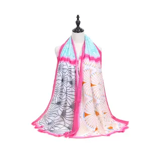 Gran oferta, bufanda de gasa con diseño de loto para mujer, bufandas transparentes ligeras a la moda, bufandas envolventes