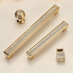 밝은 금 아연 합금 캐비닛 옷장 도어 핸들 주방 캐비닛 풀 핸들 다이아몬드 캐비닛 손잡이 - Product Image 4