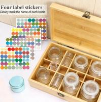 Boîte de rangement pour huiles essentielles en bambou - 35 compartiments, organisateur verrouillable pour flacons d'aromathérapie, avec étiquettes adhésives