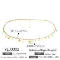 Chaîne de corps SUMMLY personnalisée plaquée or 18 carats avec coquillages, étoiles de mer et perles pour bikini, bijoux de mode de plage