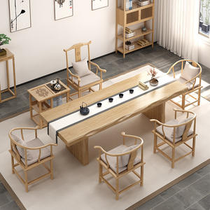 Tavolo da tè Kung Fu integrato in stile cinese moderno e Set di sedie grande tavola Zen Log scrivania da ufficio per la casa tavolini da caffè - Product Image 1