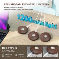 Pack de 3 lampes à LED rechargeables en plastique de style moderne en noyer, télécommande, batterie haute capacité 1200 mAh, éclairage d'armoire