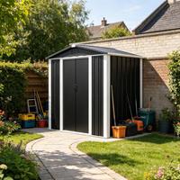 Abri de jardin en métal à toit en pente, résistant aux intempéries, pour l'aménagement paysager de jardin