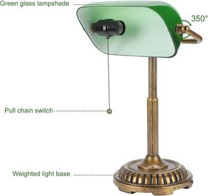 Lámpara de Escritorio Vintage <span class=keywords><strong>Verde</strong></span> con Interruptor de Cable y Batería, Iluminación Minimalista para Oficina en Casa, <span class=keywords><strong>Biblioteca</strong></span>, Piano - Product Image 4