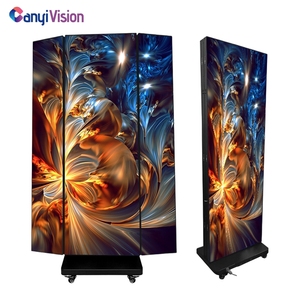 3-mặt Poster LED hiển thị p2.5 kích thước tùy chỉnh di chuyển màn hình LED với bánh xe tầng thường vụ LED Poster - Product Image 1