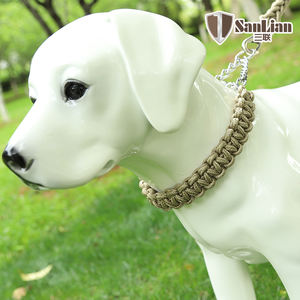 Collar y correas de perro mascota de cuerda trenzada ecológica con media cadena ajustable al por mayor - Product Image 3